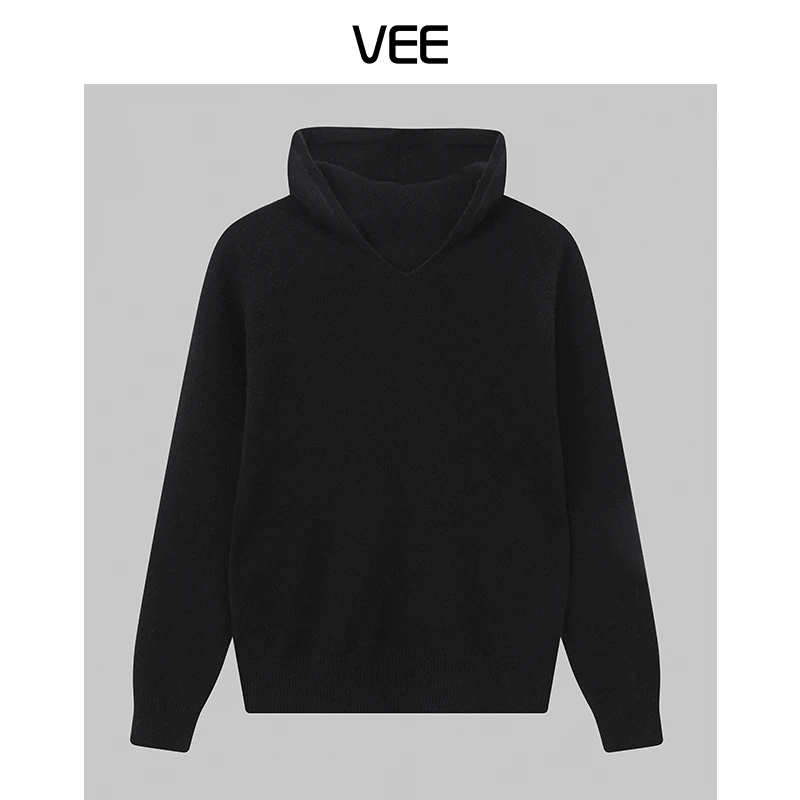 短视频VEE【莫里奶茶】舒适套头百搭纯色连帽毛衣女