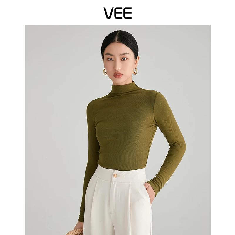 【专属】【暖阳】VEE时尚叠穿弹力显瘦内搭半高领保暖修身长袖打底衫