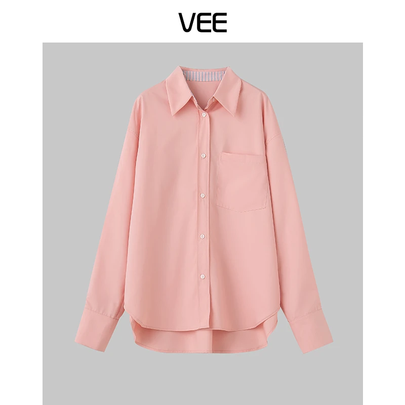 【短视频】VEE【白桃乌龙】日系通勤休闲百搭秋冬女新款长袖衬衫宽松