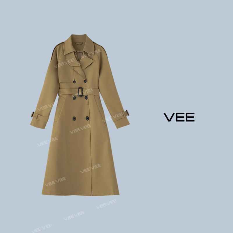 【穿搭号】VEE【英伦剪影】新款英伦风插肩袖腰带长款风衣气质
