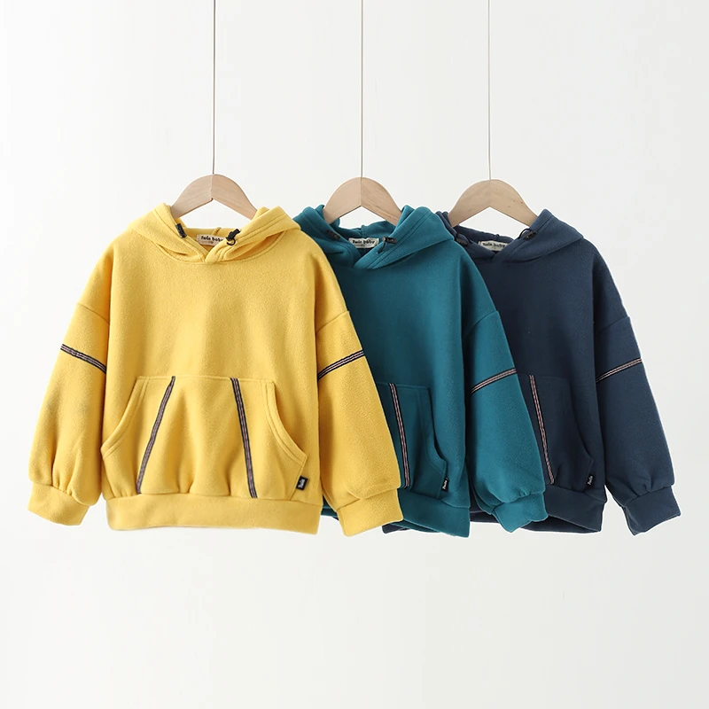 秋冬儿童卫衣摇粒绒外穿中大童连帽卫衣加绒加厚保暖上衣2594