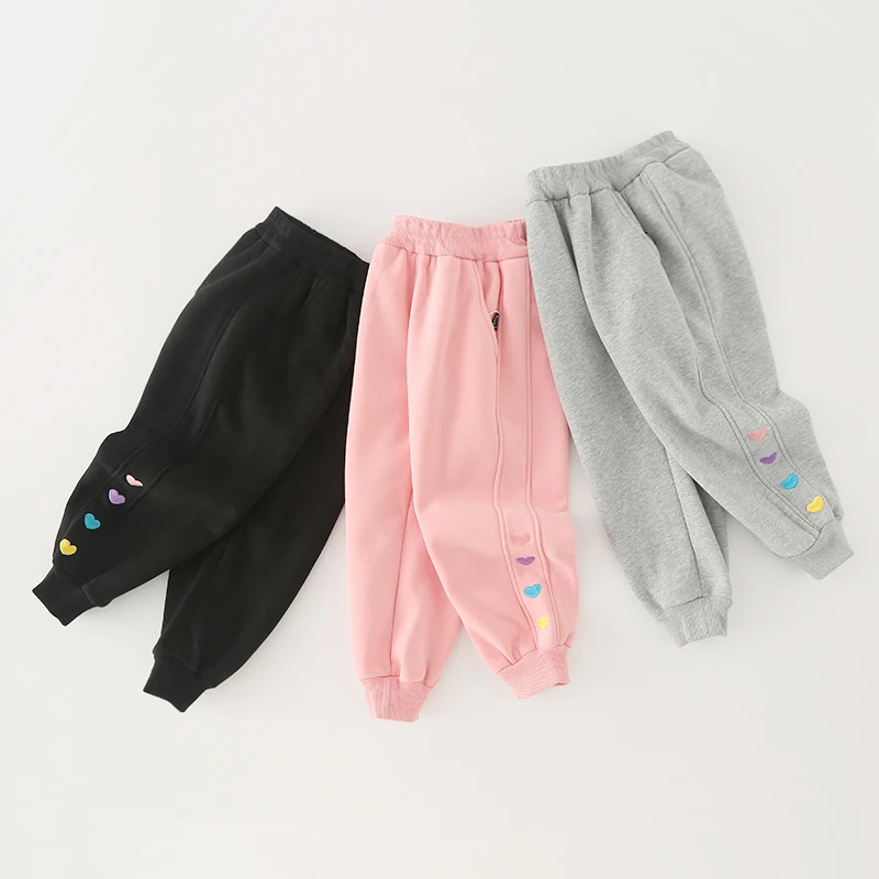 冬季加绒加厚儿童侧拼刺绣心中大童休闲卫裤   5544