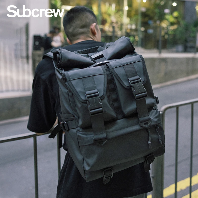 Subcrew通勤男双肩潮牌大容量可扩容骑行包机能风旅行户外双肩包