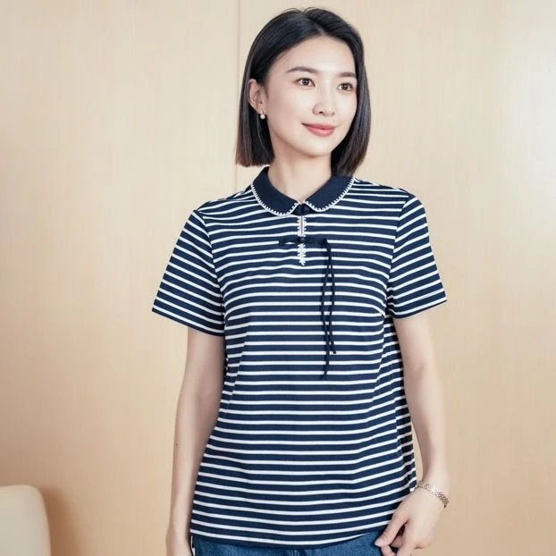 Yun/韫2024夏季新款大码显瘦时尚中式撞色T恤B24513582 Z