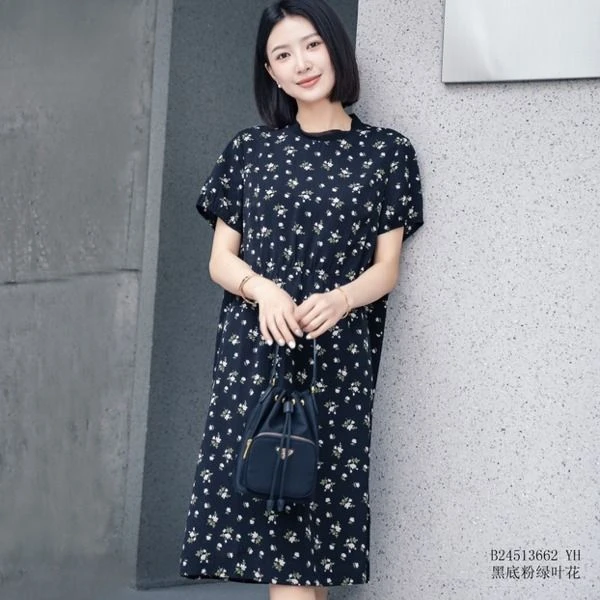 Yun/韫夏季新款显瘦飘逸短袖连衣裙B24513662 YH