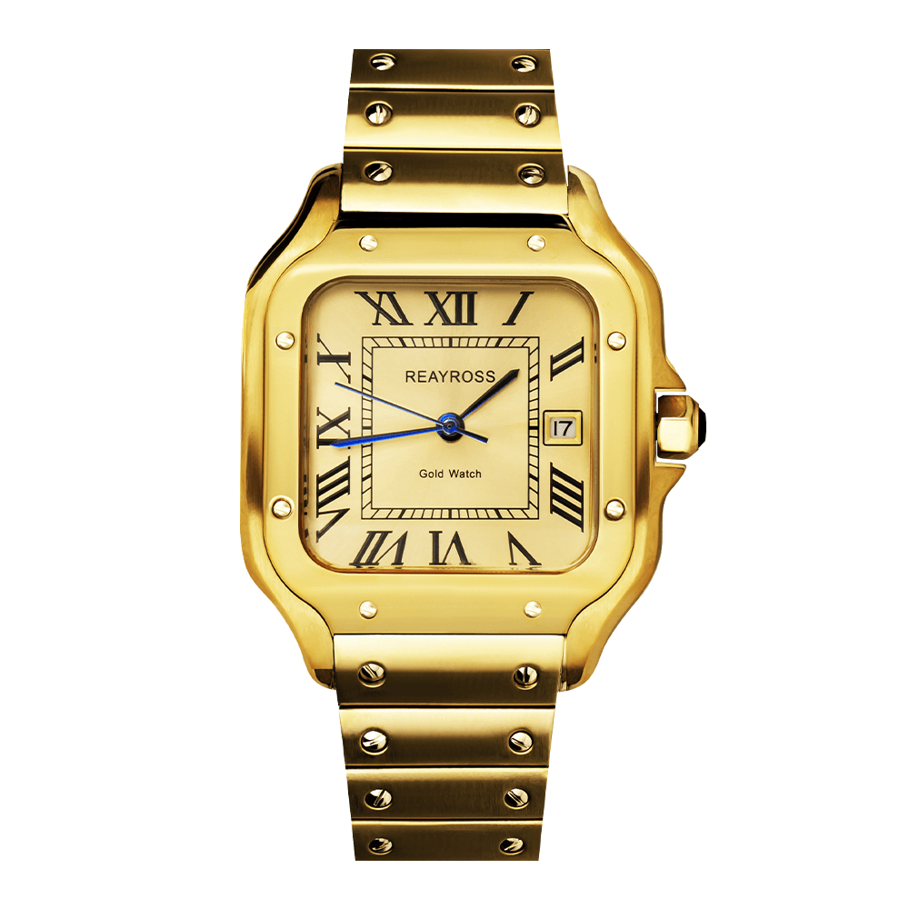 {山度士} 足金999/大表盘方形全自动进口机械腕表情侣对表