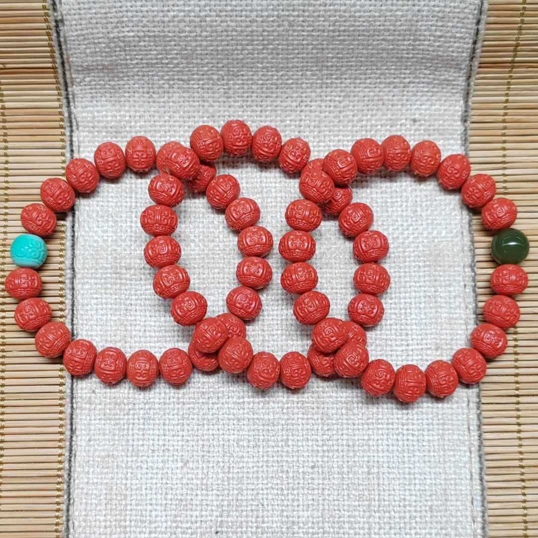 含辰砂工艺品高含量水飞砂精品红回形纹高品质女式手串