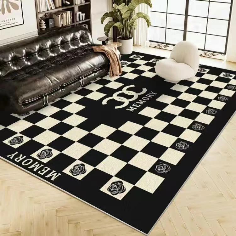 新款潮牌小香风客厅地毯茶几毯 黑白色卧室床边毯 书房衣帽间地垫