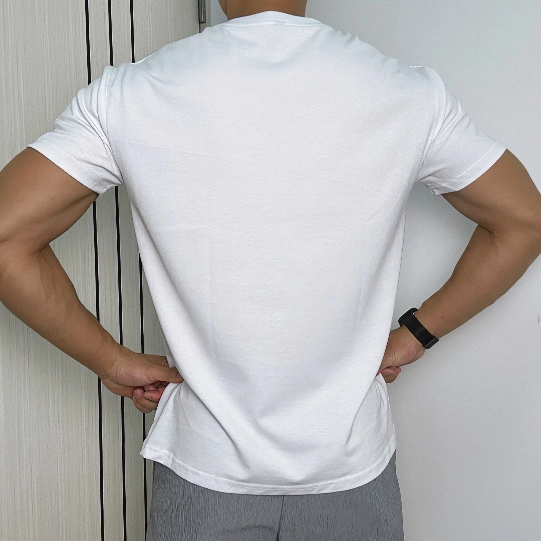 【正肩棉T】收袖小圆领口短袖T恤透气衣服收袖口夏季潮流服装白色