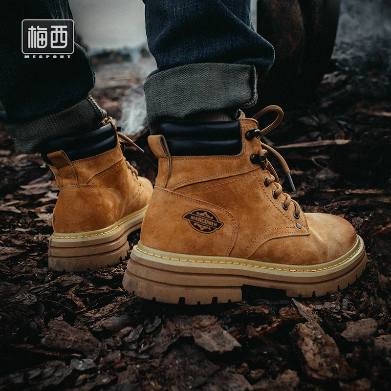 【梅西男鞋】复古大黄靴美式户外工装靴SH3696