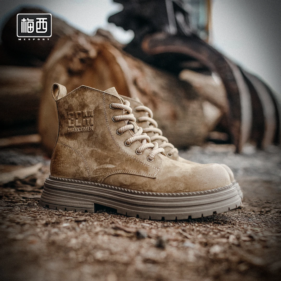 【梅西男鞋】马丁靴男鞋秋季中帮英伦工装靴男士登山靴YC9088