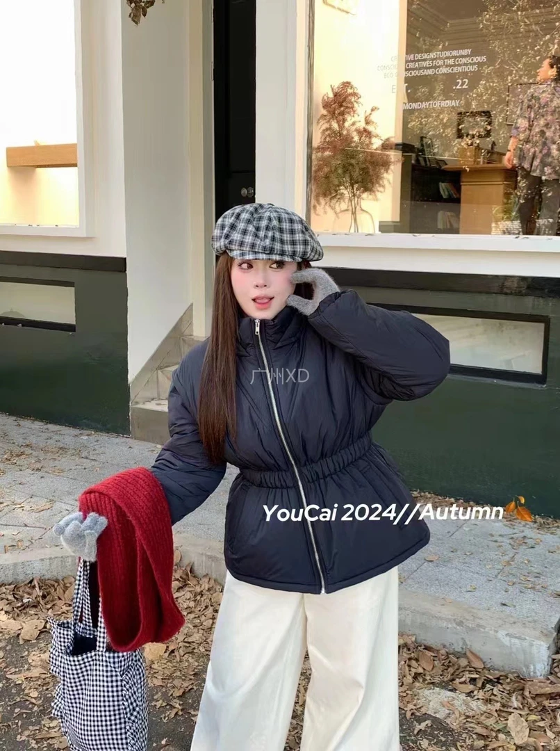 收腰棉服巨显瘦遮肚子大码