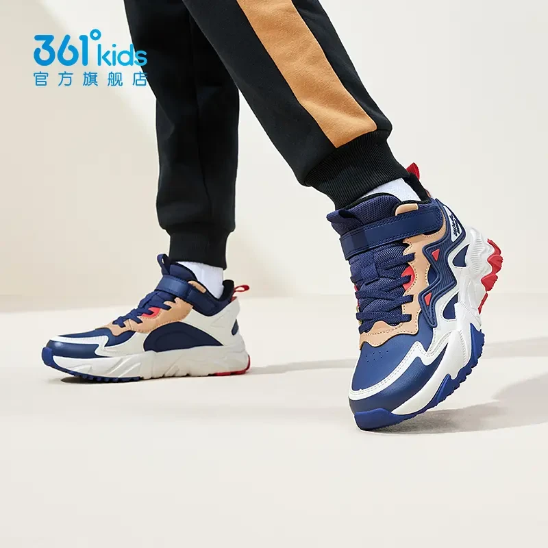 361°kids儿童革面休闲鞋男女童冬新款魔术贴运动鞋百搭N92443813