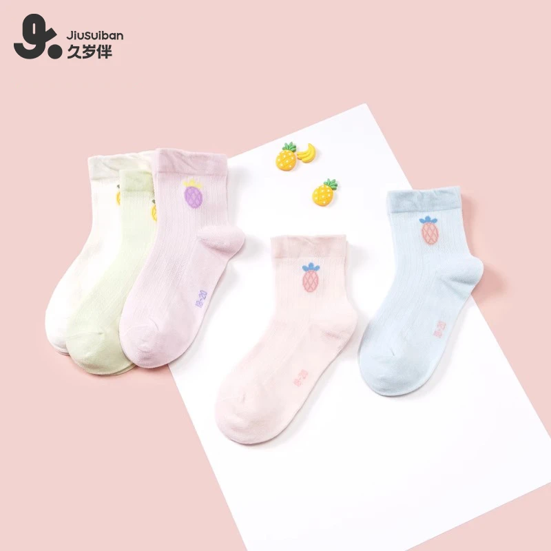 【无骨透气吸汗】久岁伴夏季袜子薄款中筒棉袜女孩中大童可爱网眼