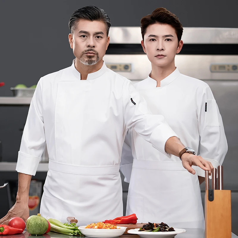 酒店厨师工作服定制高端弹力棉长袖饭店烘焙蛋糕店厨房食堂工衣