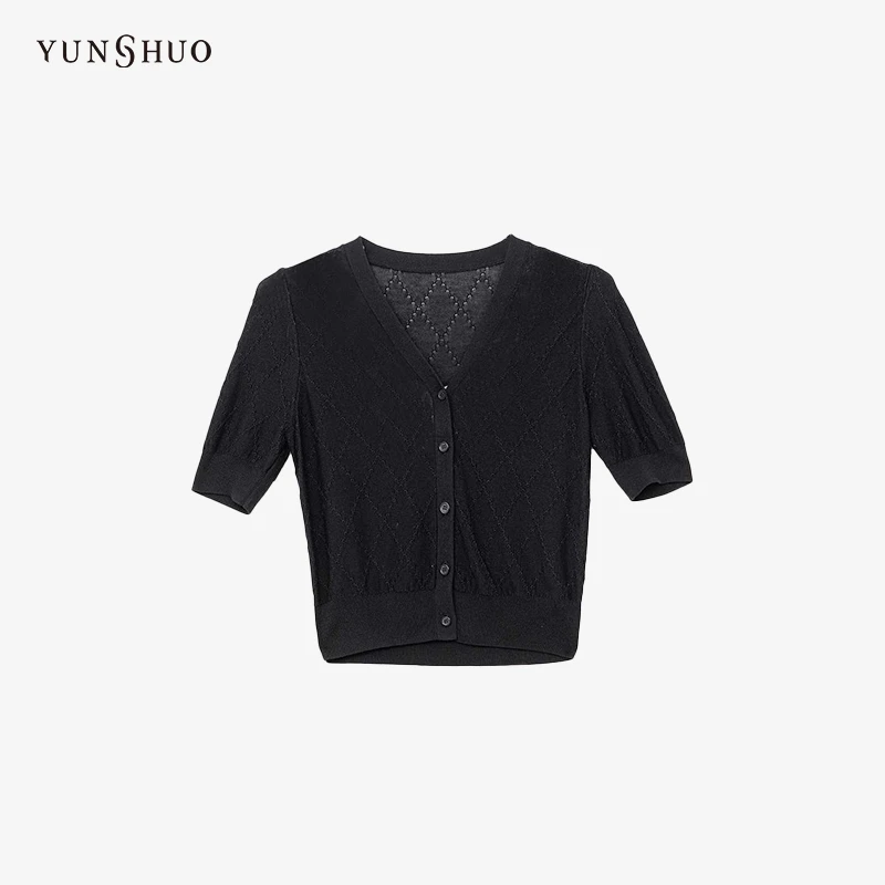YUNSHUO 别致提花设计毛开衫 725029