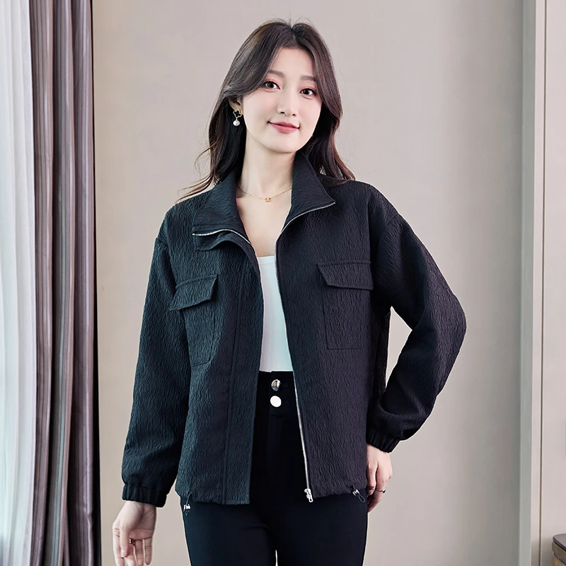 奢姿大码女装胖妹妹显瘦遮肉时尚休闲黑色短款薄外套上衣女外套