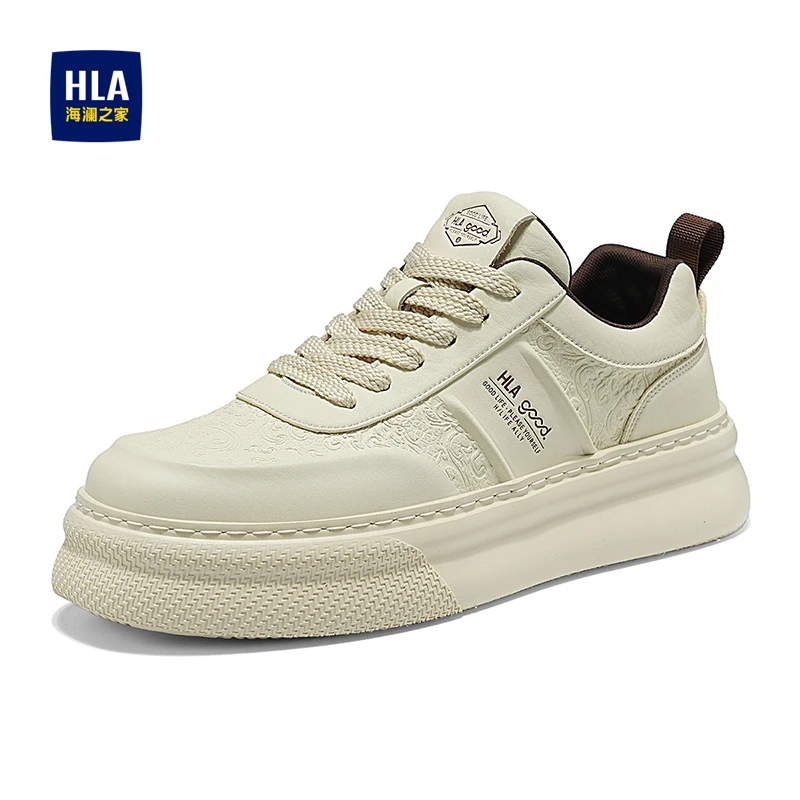 HLA/海澜之家时尚小白鞋 2025秋冬新款软底增高板鞋防滑耐磨轻便