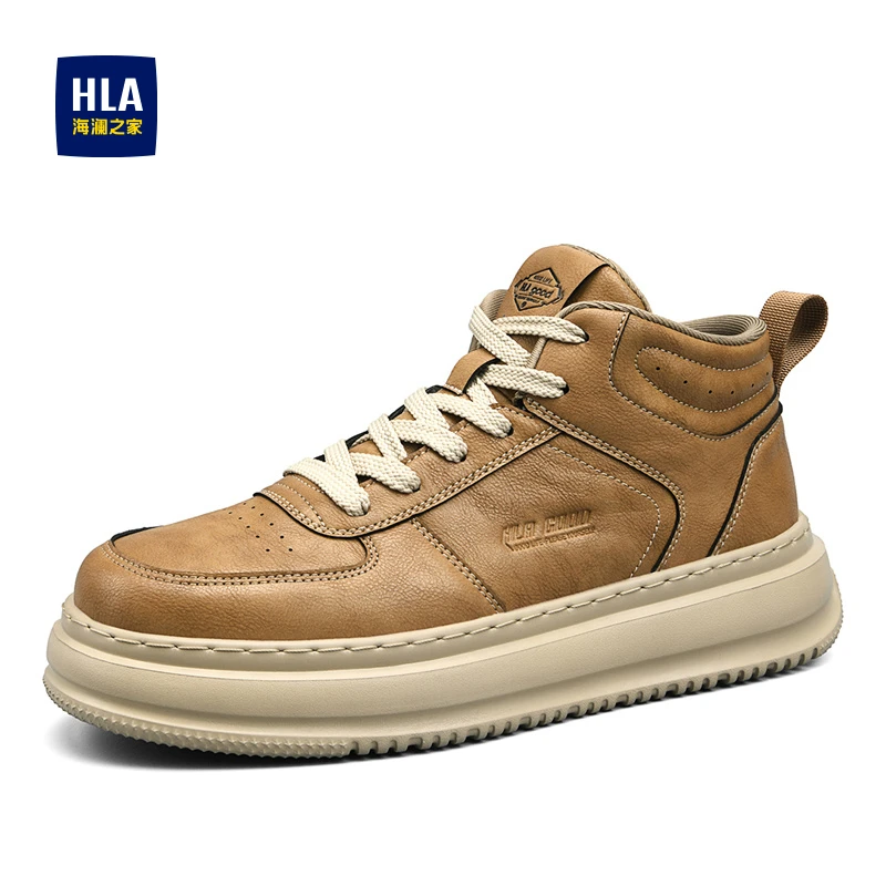 HLA/海澜之家男鞋高帮板鞋2025年秋冬男潮流白色休闲运动鞋男款