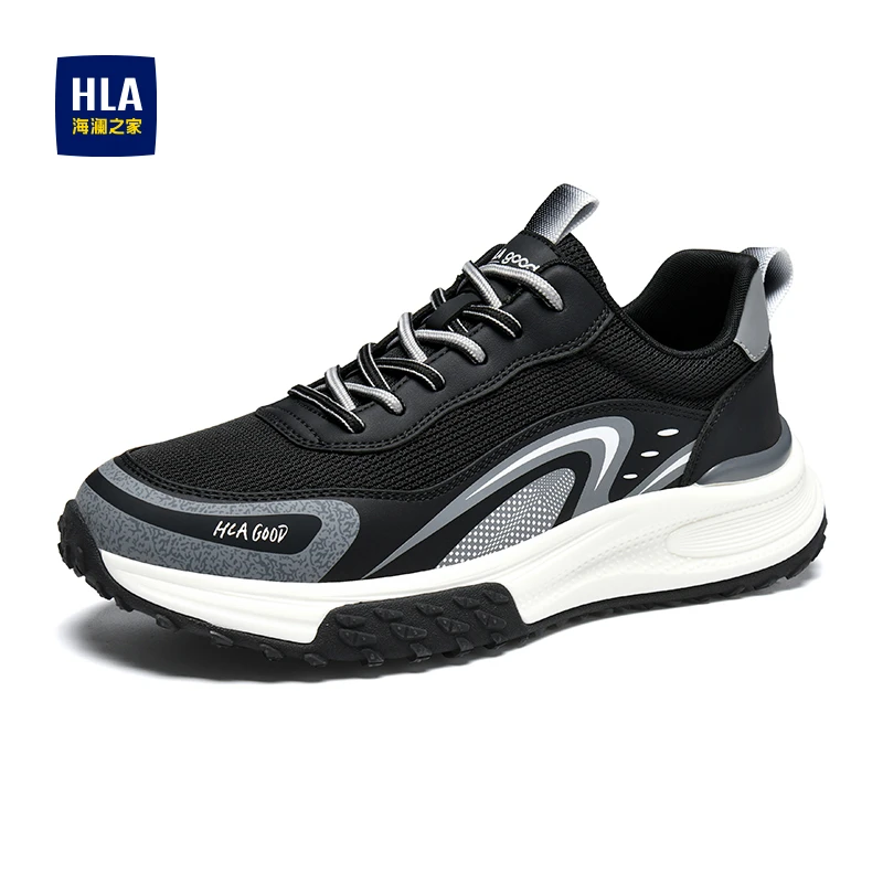 HLA/海澜之家男鞋新款秋冬潮流轻便网面增高运动鞋拼接百搭休闲鞋