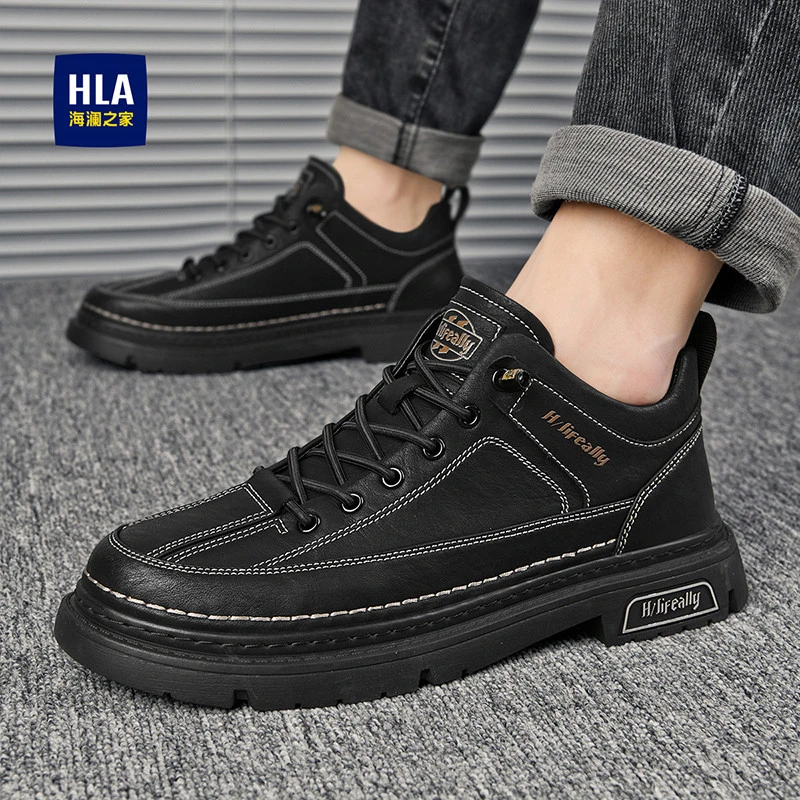 HLA/海澜之家男鞋2023秋季工装鞋休闲时尚百搭黑色休闲鞋男鞋420