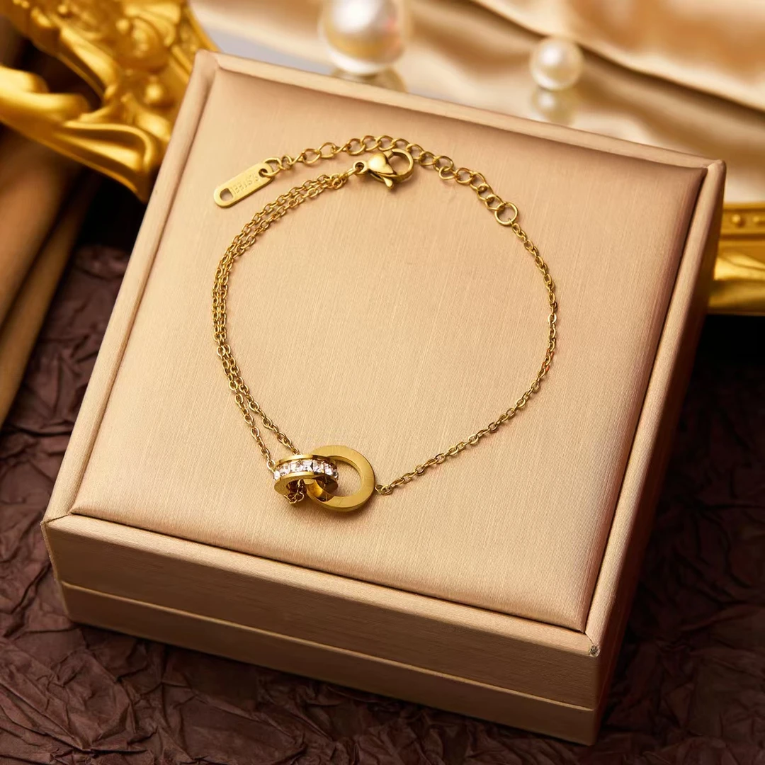 钛钢玻璃手链 钛钢不掉色手链女百搭ins风简约饰品女高级感百搭