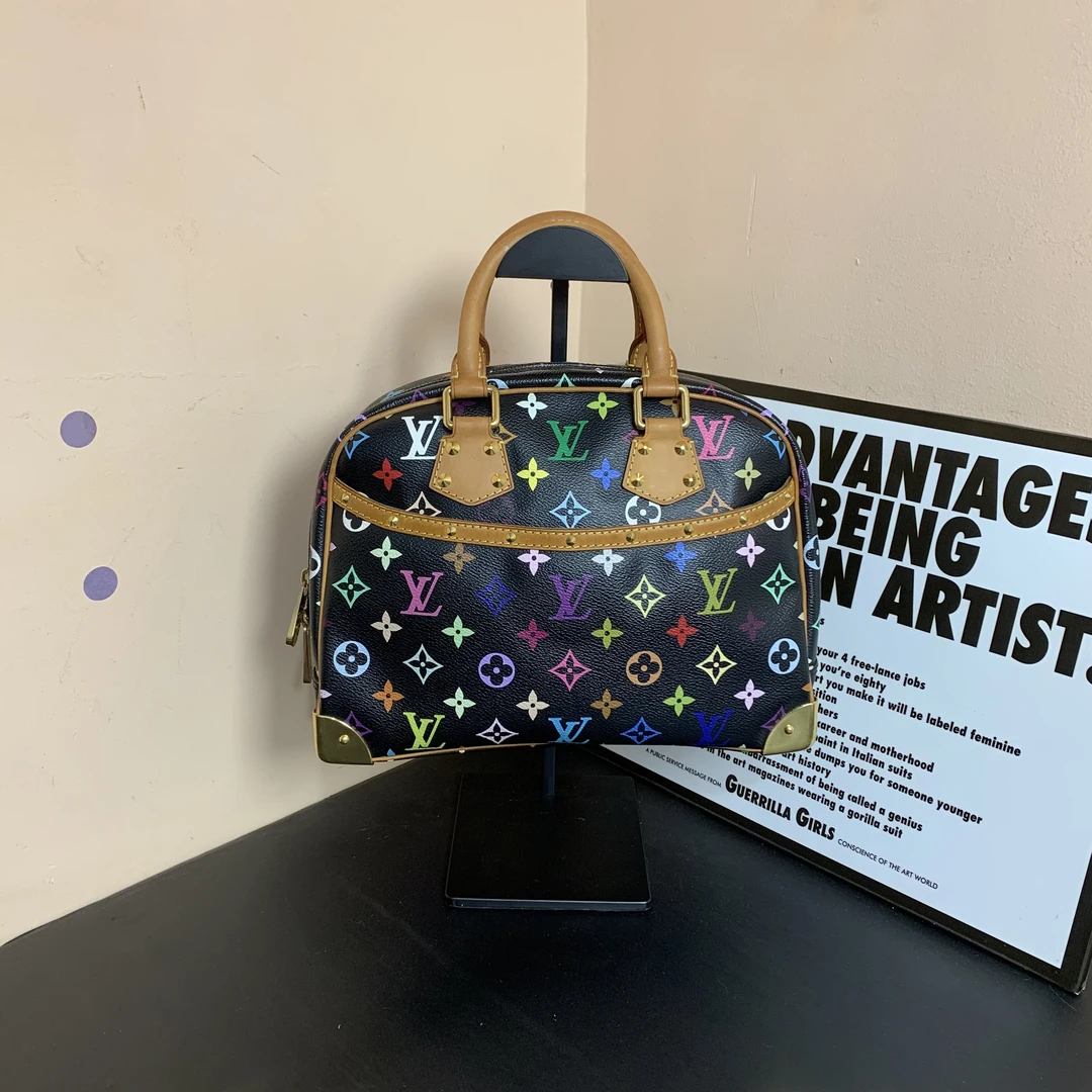 95新 LouisVuitton/路易威登 小怡中古/LV黑三彩珍妮包/斜挎包