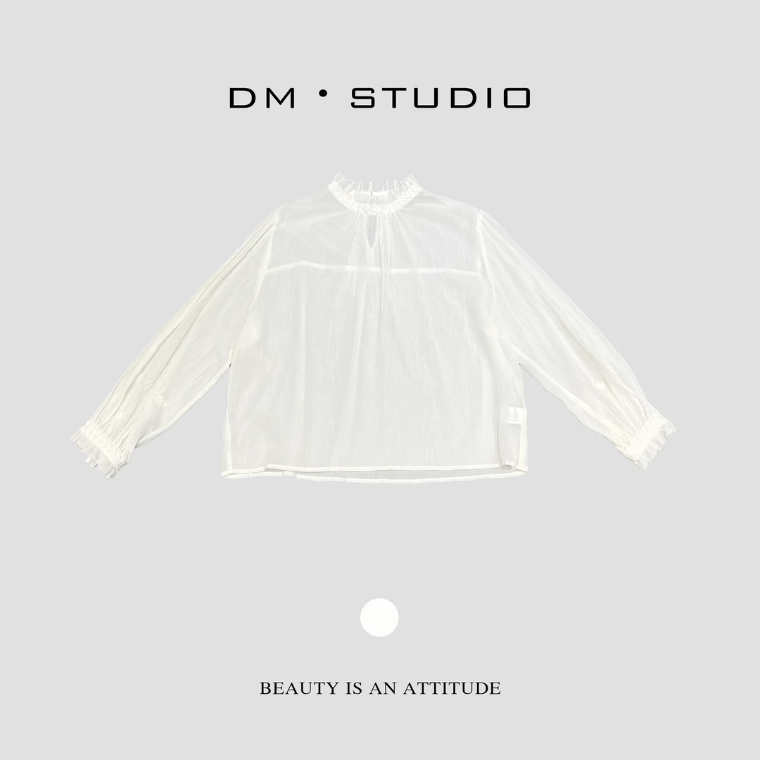 DM•STUDIO/气质百搭休闲花瓣小立领衬衫上衣衬衣（6155）