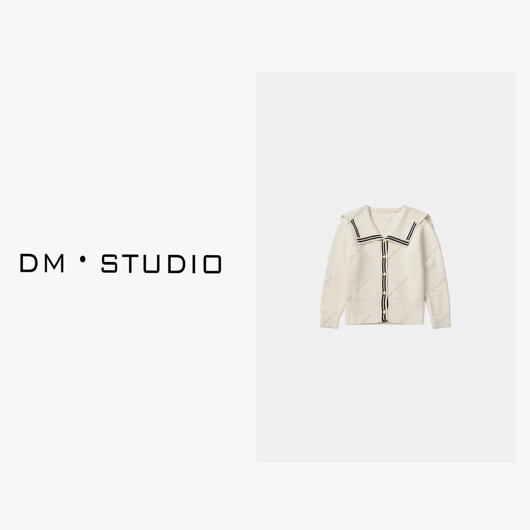 -DM•STUDIO/100%羊毛减龄气质高级感翻领针织开衫毛衣（8985）