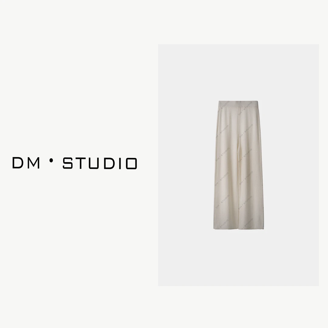 -DM•STUDIO/静奢风细闪亮丝松紧腰100%羊毛拖地休闲裤（Z6812）