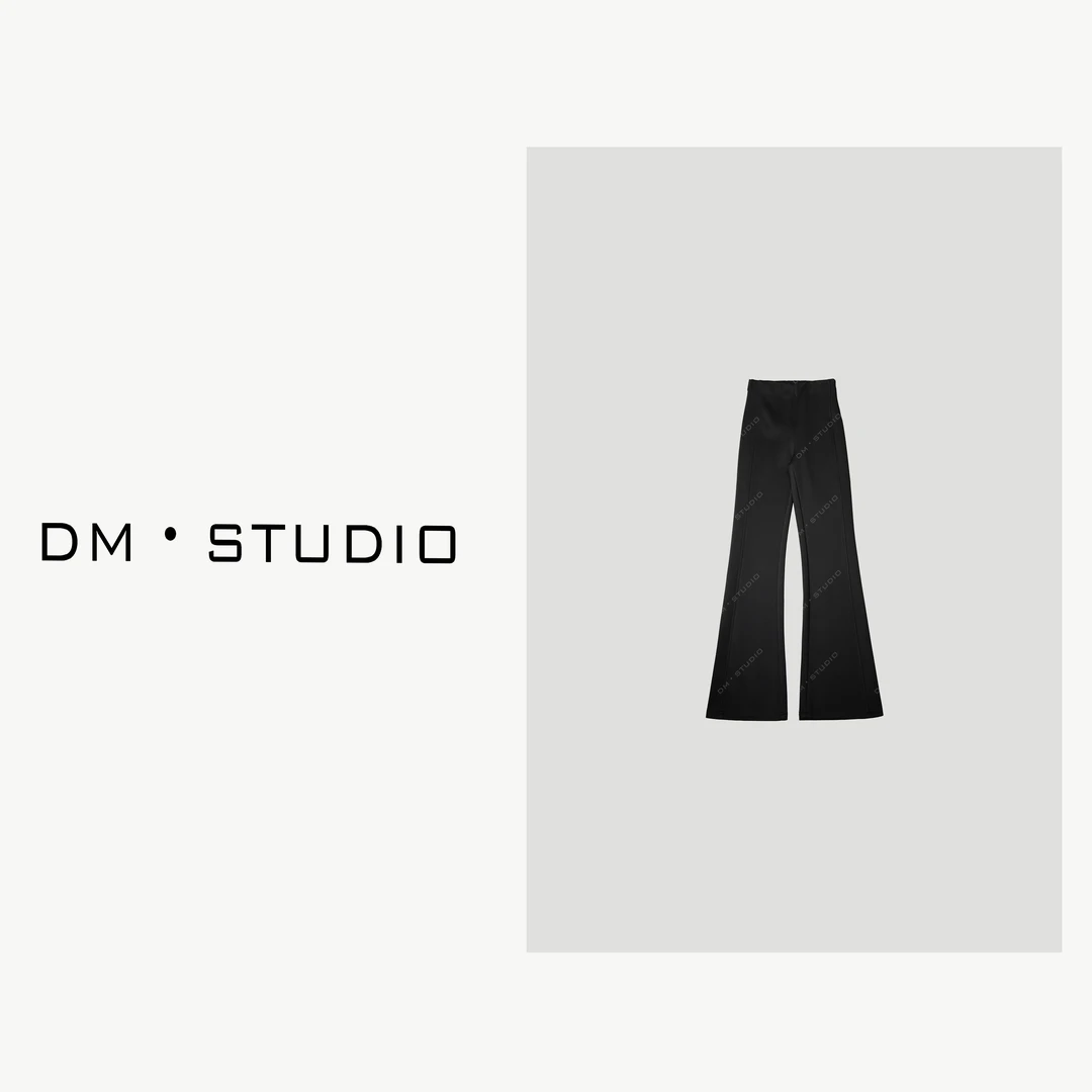 -DM•STUDIO/秋冬加绒厚款修身纯色极简百搭修身微喇裤（56318）