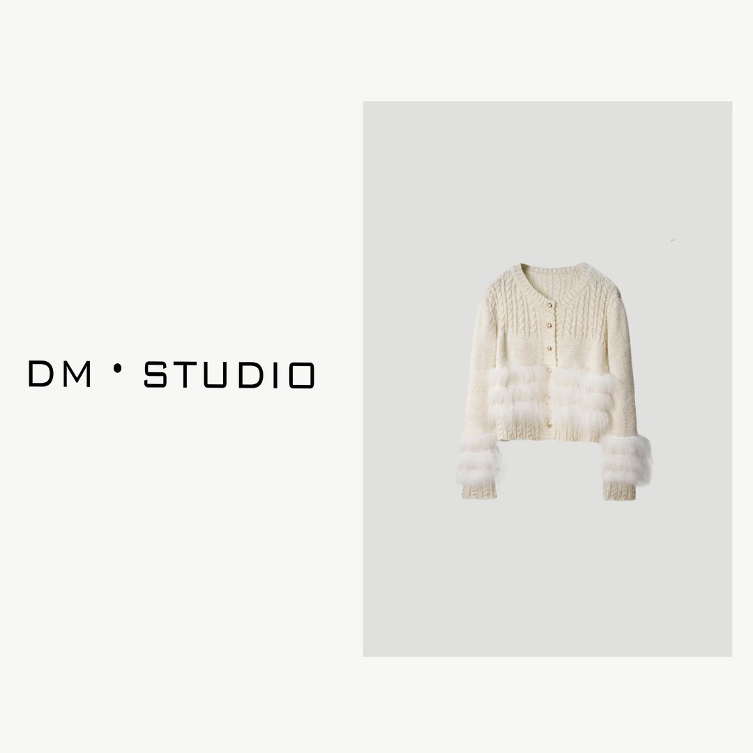 -DM•STUDIO/奢华感羊驼毛+马海毛拼进口芬兰白貉毛开衫（GS15）