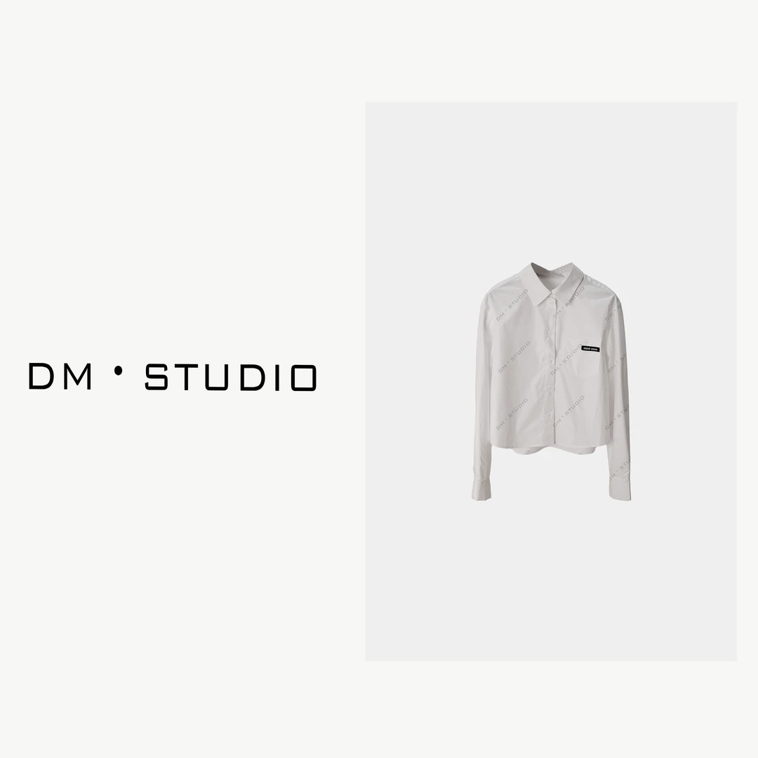-DM•STUDIO/百搭高级感精致优雅白色翻领衬衫上衣（A2736）