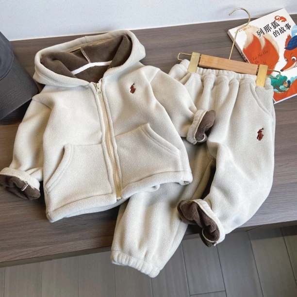 加厚保暖连帽卫衣奥粒绒男童套装两件套秋冬加绒休闲儿童冬季