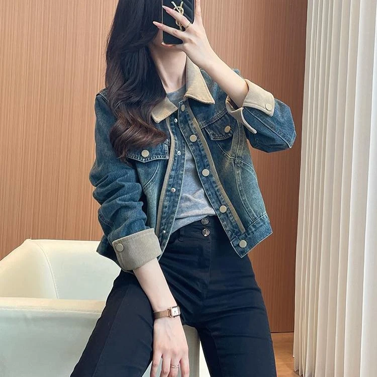 chic秋季外套女2025新款韩国秋季短款小个子设计感百搭牛仔短外套