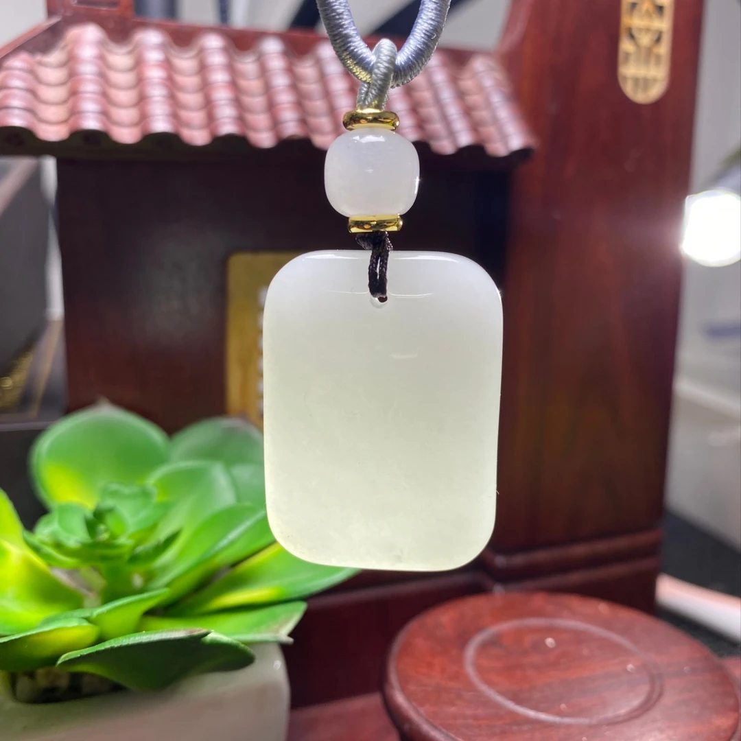 ［配证书］天然玉石新疆玉石平安无事牌石英岩玉［金店同款］一物一证