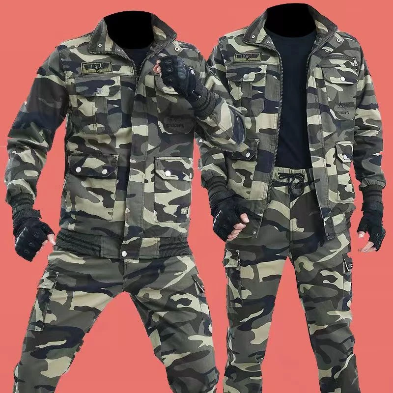 852款春秋弹力耐磨迷彩工作服焊工服套装工装男士户外