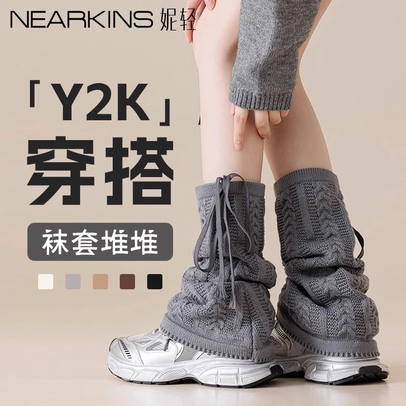 袜套秋冬女款堆堆袜爆款2025新款保暖显瘦小腿袜灰色长筒针织腿套