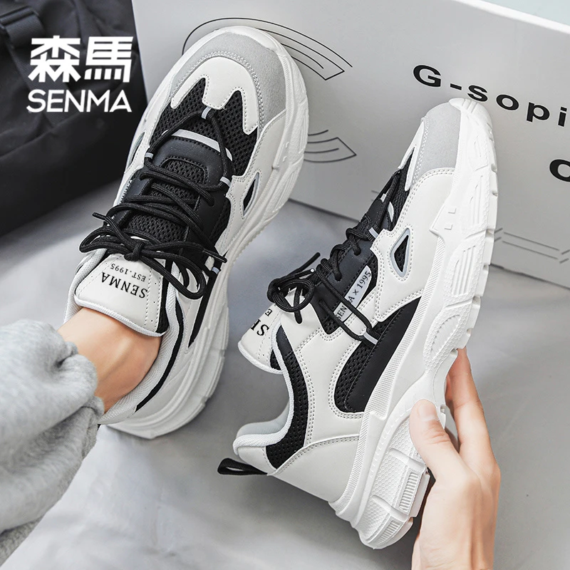 SENMA/森马新款厚底老爹鞋男不臭脚不闷脚男鞋轻薄透气网面运动鞋