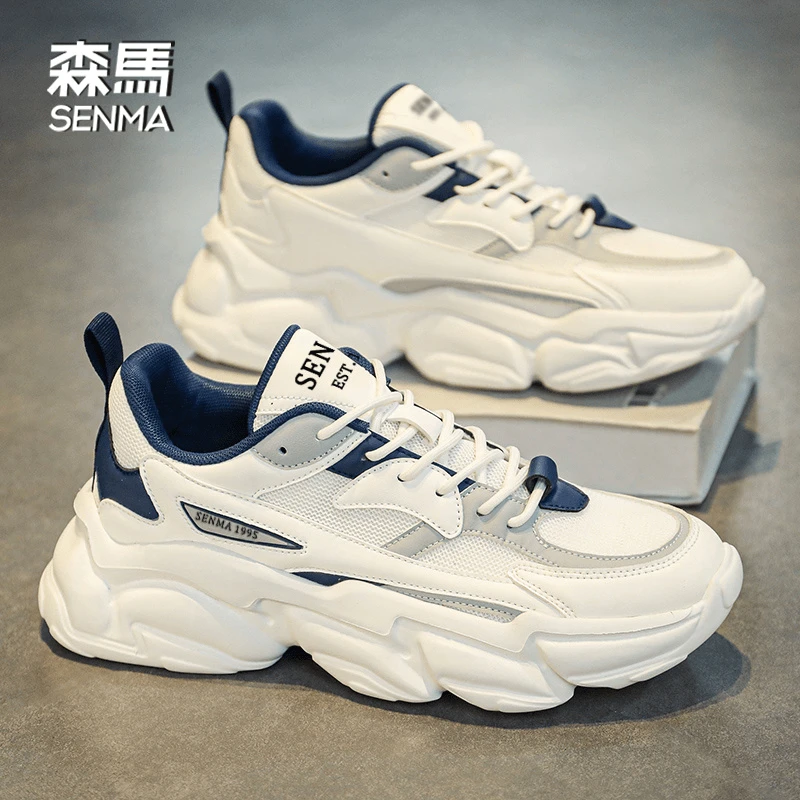 SENMA/森马秋季透气轻薄新款休闲男鞋网面透气运动鞋男增高老爹鞋