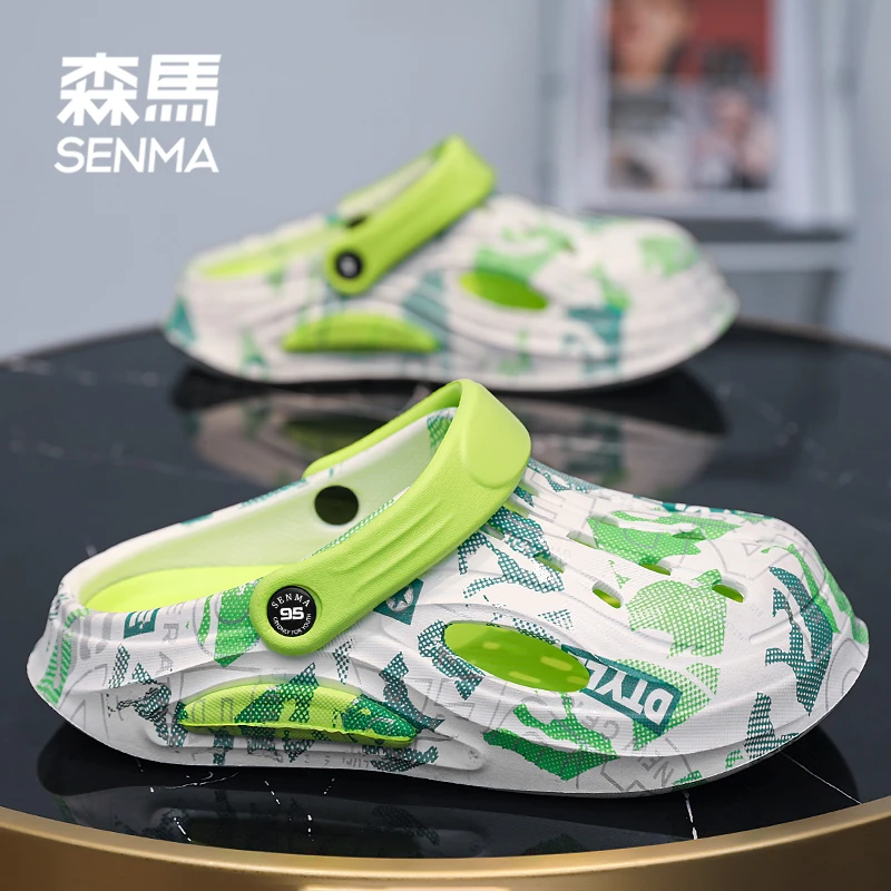 SENMA/森马洞洞鞋男款夏季外穿包头拖鞋男士户外踩屎感两滩凉鞋