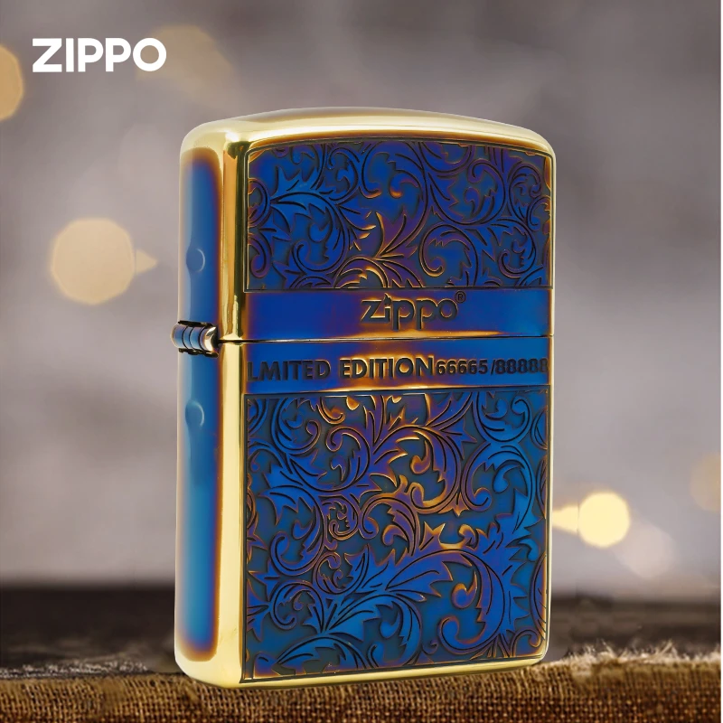 ZIPPO幸运唐草芝宝打火机幸运唐草熏蓝色限量款煤油打火机防风