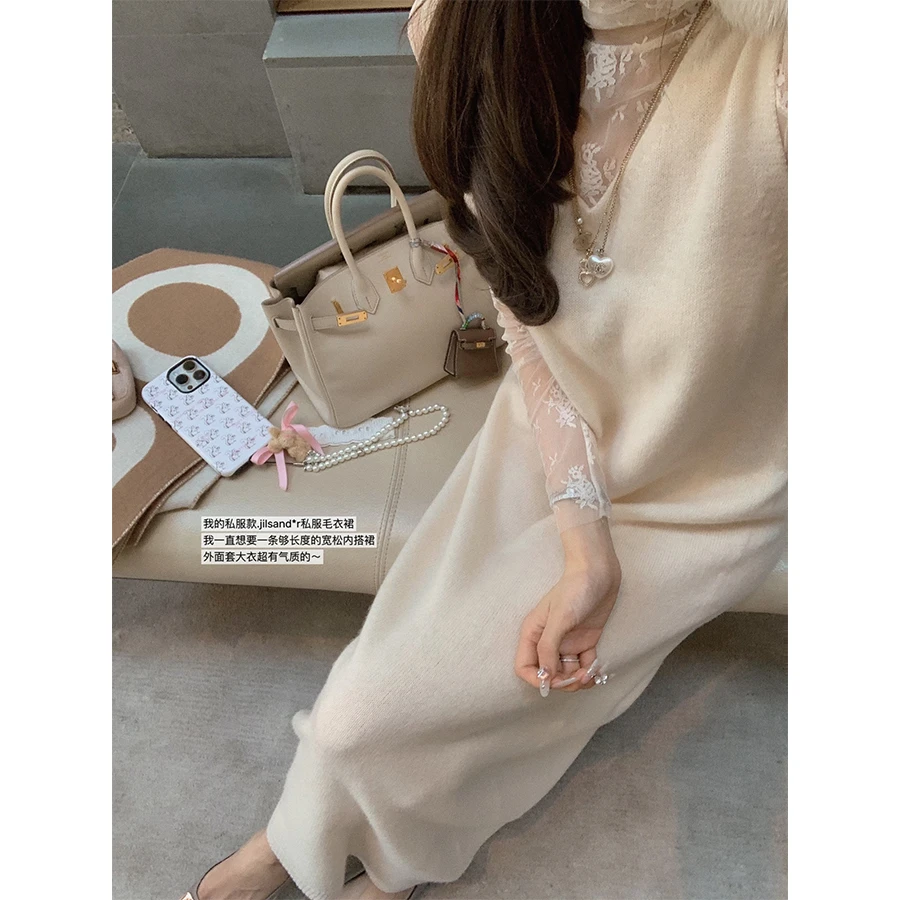 金蘑菇菇 Amour secret 可爱的仪式感 /V领直筒宽松羊毛内搭裙