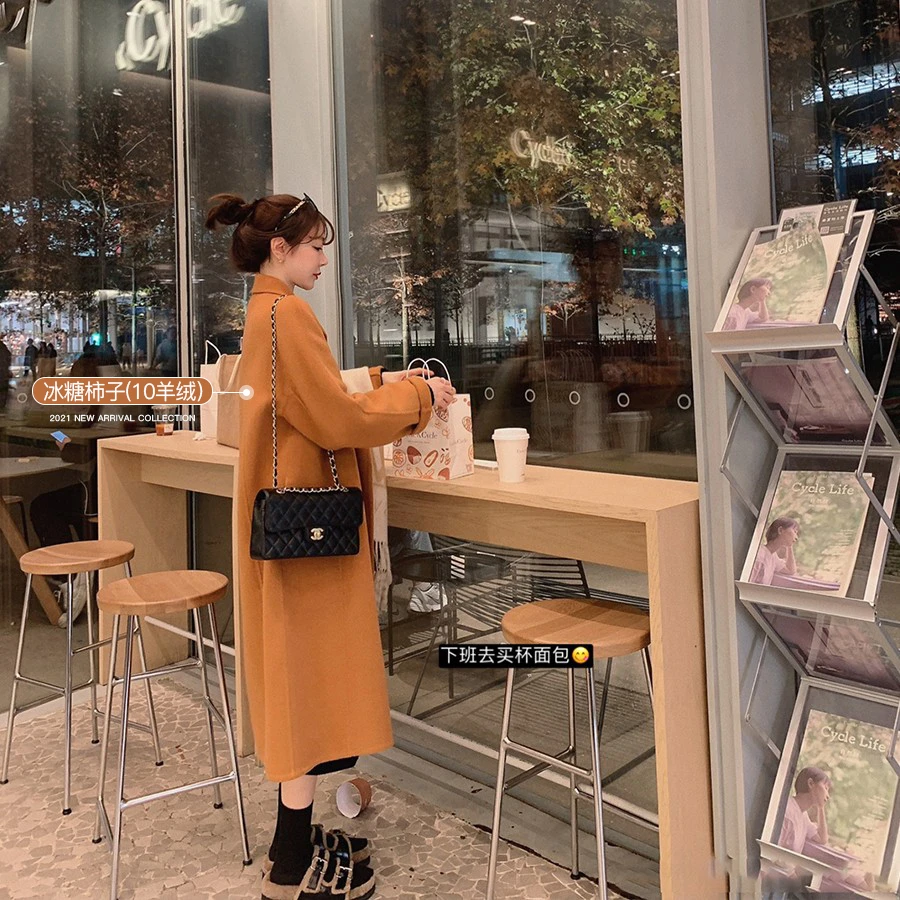 金蘑菇菇【黑标画廊大衣】镇店之宝！升级加厚中长款双面呢大衣