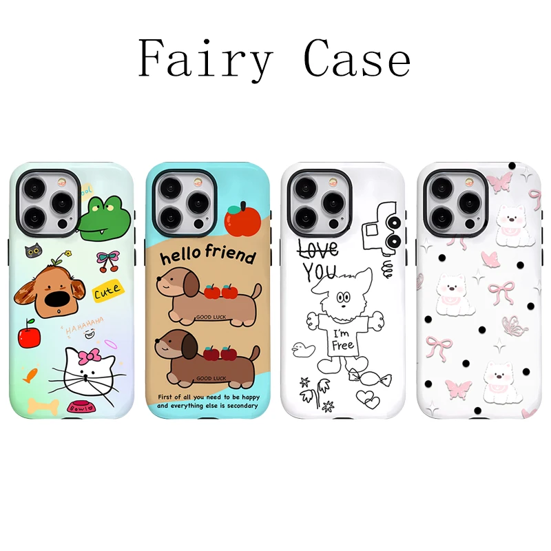 韩国进口磨砂菲林二合一适用苹果iphone16promax可爱/15Pro手机壳