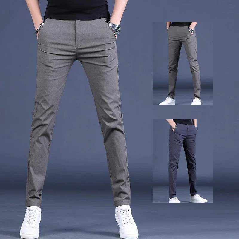 WITI2024新款休闲裤春夏季男士薄款长裤修身显瘦百搭透气小直筒裤