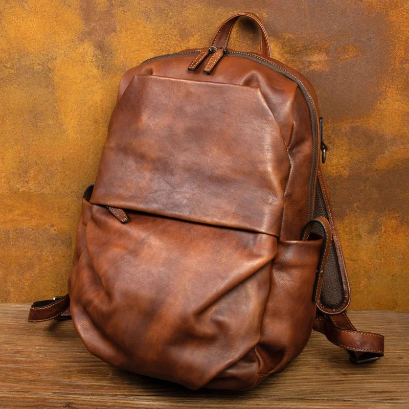 新款擦色男双肩包男士旅行包书包复古电脑大容量背包简约休闲