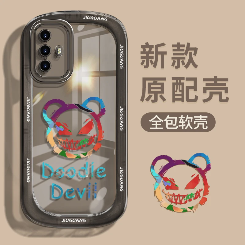 彩色小恶魔适用于VIVO X30天使眼镜头全包防摔透明透黑手机壳