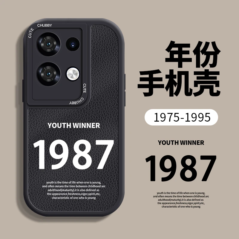 年份适用于OPPO Reno8/Pro+镜头全包防摔新款皮纹手机壳保护套