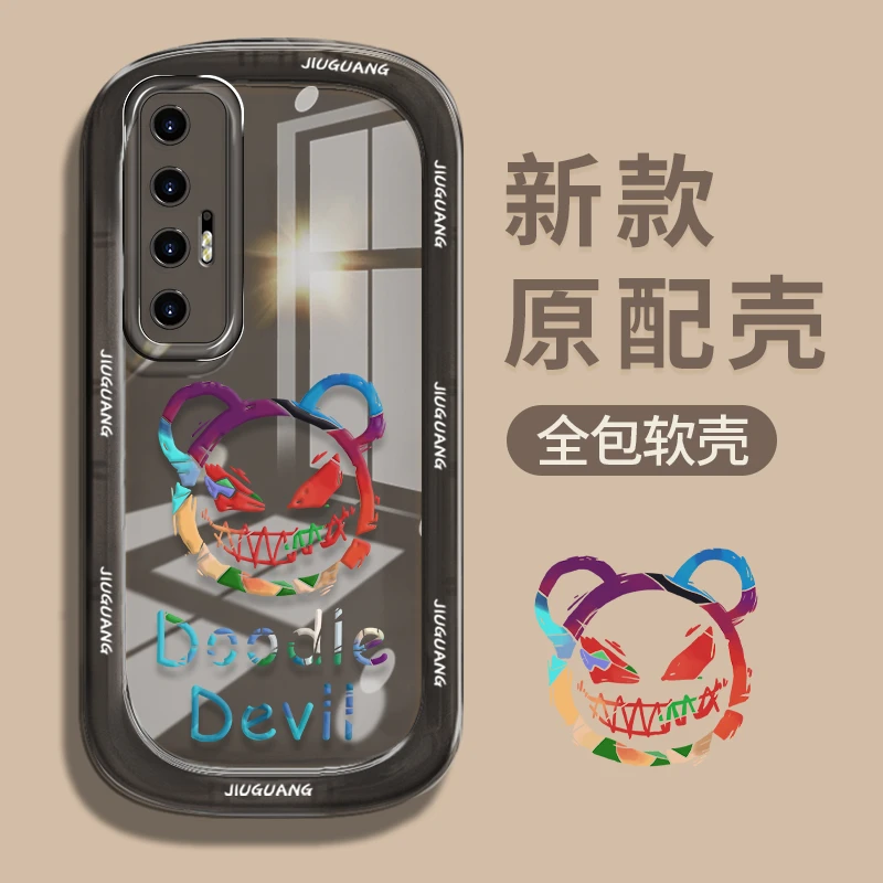 彩色小恶魔适用于小米10新款天使眼镜头全包防摔透明透黑手机壳